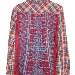 Johnny Was embroidered button up medium flannel fall winter top